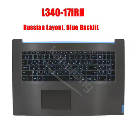 Original Rus US Keyboard for Lenovo Ideapad L340-17IRH Gaming With Blue Backlit Palmrest Topcase 5CB