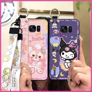 Cute Wrist Strap Phone Case For Samsung Galaxy S7/G9300/G9308 protective Silicone Lanyard Cartoon Phone Holder Anti-knock