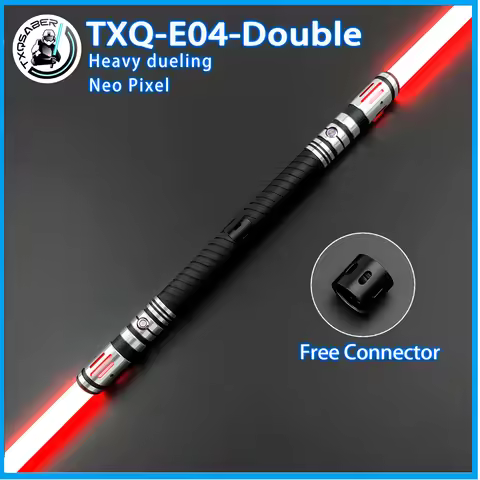 TXQSABER E04 Double Laser Swords Smooth Swing Two Metal Hilt Double Blades Heavy Dueling Free Double