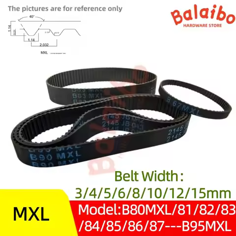 High Torque Rubber MXL Timing Belt Width 3/4/5/6/8/10/12/15mm Model Number B80MXL/81/82/83/84/85/86/