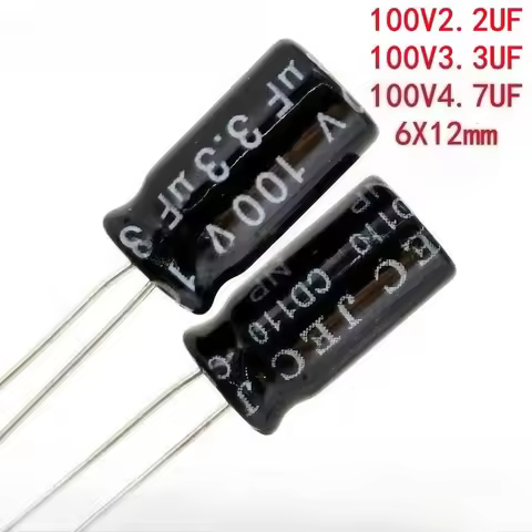 150pcs NP Non-Polarized Capacitor 2.2/3.3/4.7UF 100V 6x12mm Radial Electrolytic for Mid-High Speaker