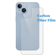 Compatible For Apple iPhone 15 14 13 mini Plus Pro Max 3D Transparent Carbon Fiber Rear Back Film Stiker Screen Protector (Not Glass)