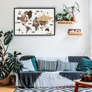 WOODEN 3D WORLD MAP WITH FRAME