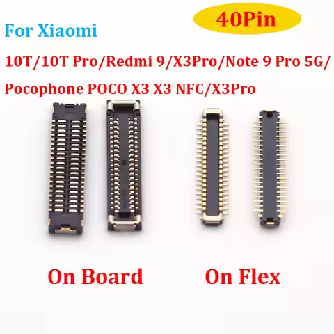 2pcs 40Pin LCD Display FPC Connector On MotherBoard For Xiaomi 10T/10T Pro/Redmi 9/Note 9 Pro 5G /Po