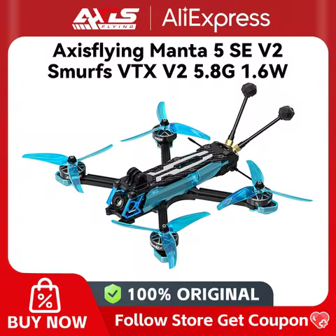 Axisflying Manta 5 SE V2 Smurfs VTX V2 5.8G 1.6W Squeshed X H743 FC 5Inch Drone Freestyle for AE2207