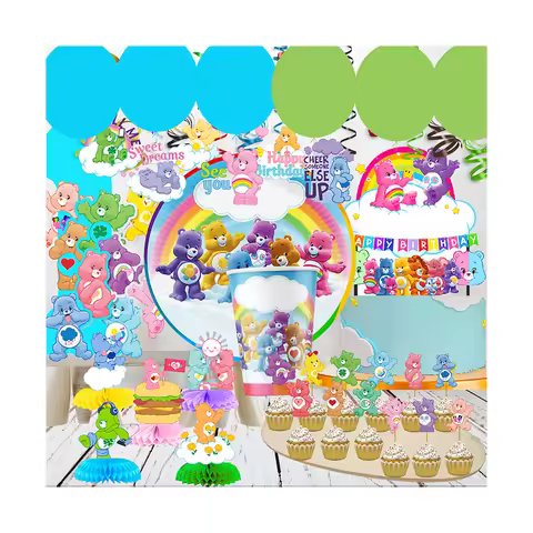 MINISO Care Bears Rainbow Bear Theme Birthday decorations table decoration & accessories plates stic