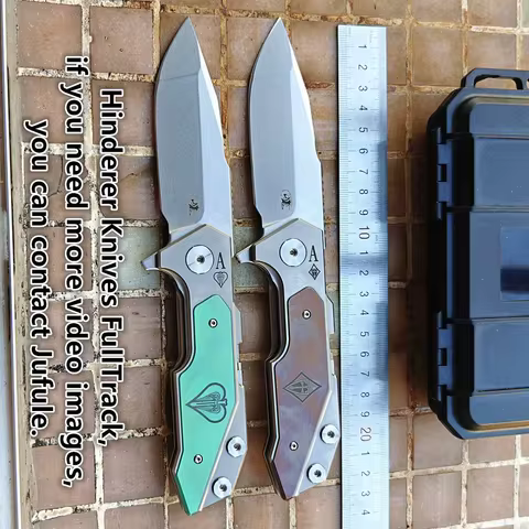 JUFULE Hinderer FULL TRACK Titanium Handle Ceramic Bearing 154CM Steel Tactical Pocket Camp Hunt Out