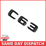 C63 LETTERING REAR BOOT LID TRUNK BADGE EMBLEM FOR MERCEDES BENZ, MATT BLACK