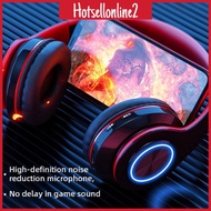 HOT_ Wireless Headset Bluetooth 5.0 Colorful LED Bass Stereo Wireless Headphones Ove-Ear Headphones 