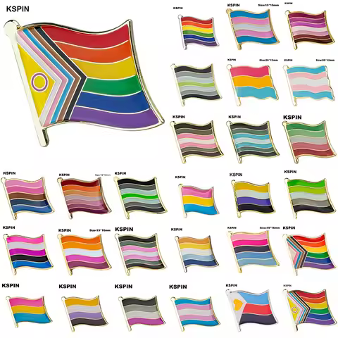 LGBT Gay Pride Rainbow Progress Pride Pansexual Bisexual Flag Metal Pinback Brooch Button Badges Sym
