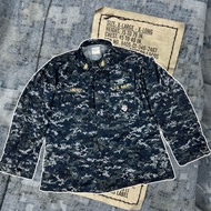 เสื้อกระสอบวินเทจ แจ็คเก็ตทหาร Military US Navy Button Front Shirt Camo Blue Digital Pattern กระสอบทหาร งานแท้ มี 1ตัว สภาพตามรูป