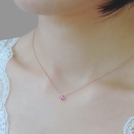 天然粉紅剛玉 四爪鑲流動墜 純 18K 白金 黃金 玫瑰金 項鍊鎖骨鍊