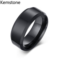 Kemstone Fashion 8 Mm Thép Không Gỉ Đơn Giản Nhẫn Đen Bóng Cho Nam