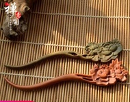 Hand-carved classical hair buns mahogany green sandalwood mule Hanfu accessories hair buns retro hair accessories