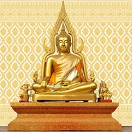 Thai Pattern Wall Wallpaper Monk Room Decoration Boarder Cone (Gold Color White Background)