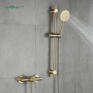 304 Stainless Steel Brushed Golden Shower Bathroom Shower Sprinkler Shower Set Simple Lifting Rod Sh