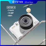 VETEK8 Digital Camera 5K 75MP  180°Flip Screen Portable Camera Small 5K HD Video Camera Outdoor