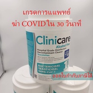 NEW clinicare สีฟ้า ทิชชู่เปียกฆ่าเชื้อ เกรด รพ. ชนิดแผ่น คลินิแคร์ โรงพยาบาล a 180 แผ่น 15x17cm One