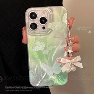 ins Green Butterfly Charm Samsung S26 S25 S24 S23 Ultra S22+S21 FE A51 A52S A71 Phone Case