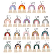zuo for Creative Tassel Macrame Keyrings for Key Holder Weaving Rainbow Pendant Keychain Jewelry for Bag for Key School