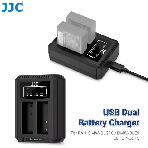JJC Battery Charger for Leica D-LUX 8 D-LUX 7 Panasonic Lumix DMC-LX100 LX100II GX7 GX8 GX9 G100D ZS