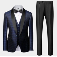 Men's Three Piece Suits Set 2024 fashion business male blazer korean slim fit marriage Formal suit for men
