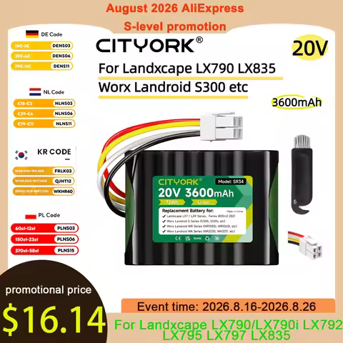 3600mAh Lawn Sweeper Battery For Landxcape LX790/LX790i LX792 LX795 LX797 LX835 LX991/992 Worx Landr