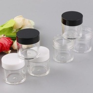 [All Sizes] Transparent Plastic Jar with Black Lid 3g–50g | Cream Jar, Mini Cosmetic Container