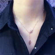 Russia 585 Purple Gold 14K Rose Gold Color Gold Exquisite Leaf Tassel Set Chain Ladies Necklace