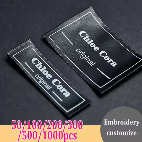 Custom Woven Clothing Labels Wig Tags 50-1000Pcs Personalized Cloth Tags