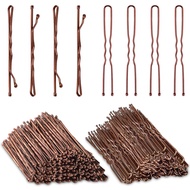 200PCS Brown Bobby Pins, AITRAI Brown Hair Pins 100pcs Brown Bobby Pins and 100pcs U-shaped Hair Pin