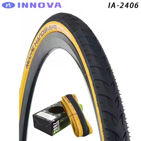 INNOVA PRO IA-2406 700x28C/32C/35C Yellow Edge Folding Anti-slip Tires for Road Bicycle City Touring