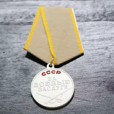 1pcs Silveer Soviet Union combat award medal WWII USSR battle merit pin CCCP meritorious service met