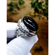 PERMATA AKIK YAMAN HITAM ASLI RING PERAK /SILVER  925