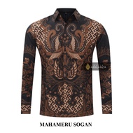 KEMEJA Original Batik Shirt With MAHAMERU Motif SOGAN Premium Batik Shirt For Men, Men, Slimfit, Full Layer, Long Sleeve, Solo Laweyan