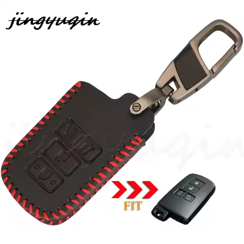 jingyuqin 4 Butttons Leather Remote Key Case For Toyota Sienta Noah Voxy Esquire VELLFIRE Alphard Ca