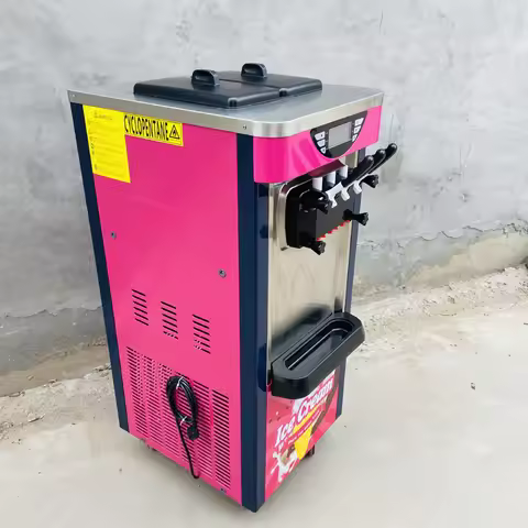 Professional Vertical Ice Cream Machine Commercial Three Flavor Selection One Click Operation is Eas