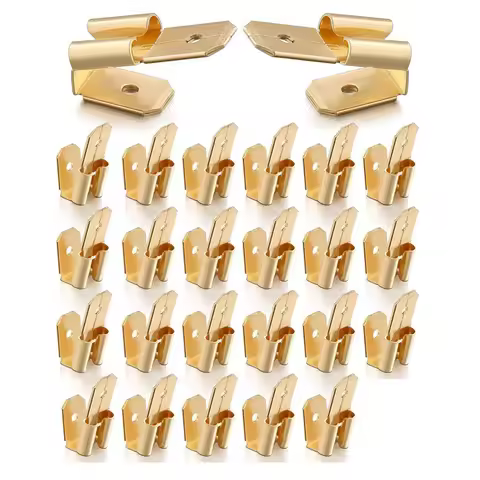 25 Pcs Piggyback Spade Connectors, 3 Way Adapter Dual Male to Single Female Brass Quick Disconnect C