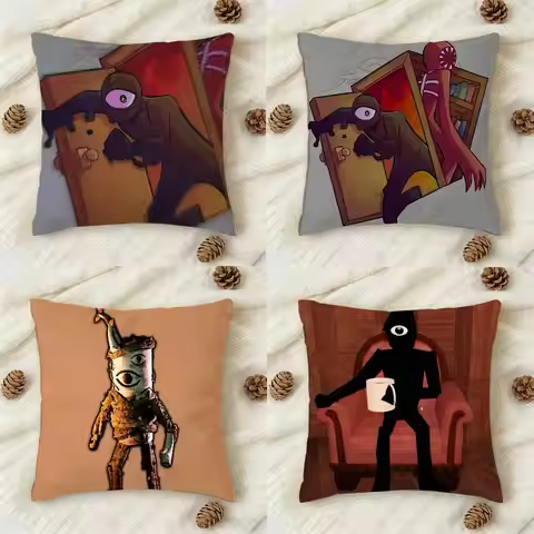 R-Roblox D-DOORS Double-sided Printed Square Decorative Cushion Cover for Sofa Living Room Home Deco