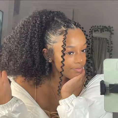 3c4a Kinky Curly Hair Drawstring Ponytails Hair Extensions 105grams 12-24Inch Afro Kinky Curly Ponyt