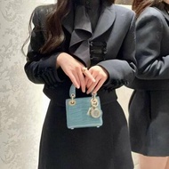 Dior micro黛妃超mini micro綠色鱷魚皮 金扣12*11*5 99新配件塵袋盒子