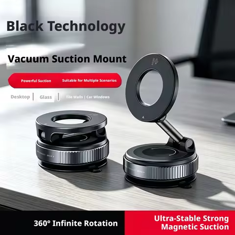 Vacuum Suction Magnetic Phone Bracket 360° Free Rotation Strong Magnet Stable Holder For Car Windshi