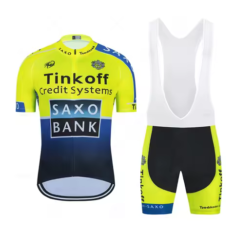 Saxo Bank Tinkoff Team Ciclismo Cycling Jersey Clothes Bib Shorts Set Gel Pad Mountain Cycling Cloth