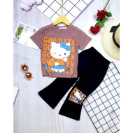 Hello Kitty Cartoon Girl Set Baju Siang Kartun Hello Kitty Budak Perempuan