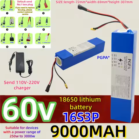 Air fast transportation 60V9000MAH 18650 Li-ion‌ 16S3P Power lithium battery with high power and dur