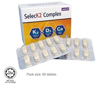 SelecK2 Complex 60 Tablets (HALAL-CERTIFIED) [vitamin D3 + calcium + vitamin K2]