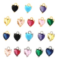 Simple High-End Feeling 18K Gold-Plated Love Heart Pendant Inlaid Colorful Zirconium Heart-Shaped Sm