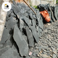 batu alam templek hitam untuk dinding dan taman minimalis
