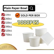 500PCS Paper Bowl Disposable Food Storage Environmentally 260cc 320cc 520cc 850cc 1000cc