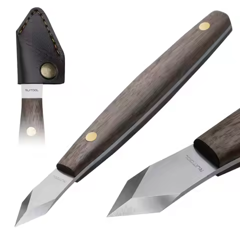 RUITOOL Marking Knife High Carbon Steel Woodworking Scribe 7.6 Inch Double Beveled Blade with Wooden